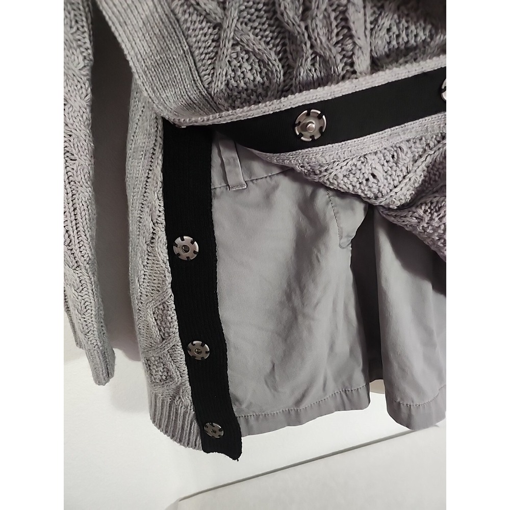 RD Style Gray Cable Knit Sweater Side Snap Button Design Women's Size M - Picture 6 of 10
